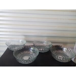 HobStar Vintage Style Cut Glass 7 1/2" Dia. x 3" High.  Serving Bowl Set of 4.